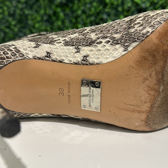 MICHAEL KORS Leather Snake Skin Print Slingbacks 4” High Heels - Picture 6 of 15